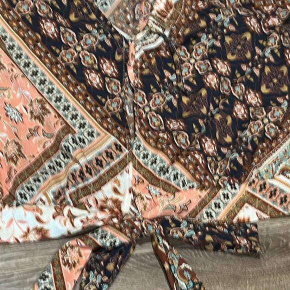 Willow & Root tie front blouse hippie boho blouse L - Picture 3 of 11